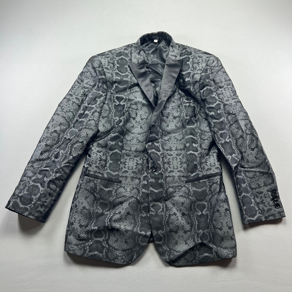 Express Tuxedo Jacket Mens 42R Multicolor Snakeskin Peak Lapel Single Breasted